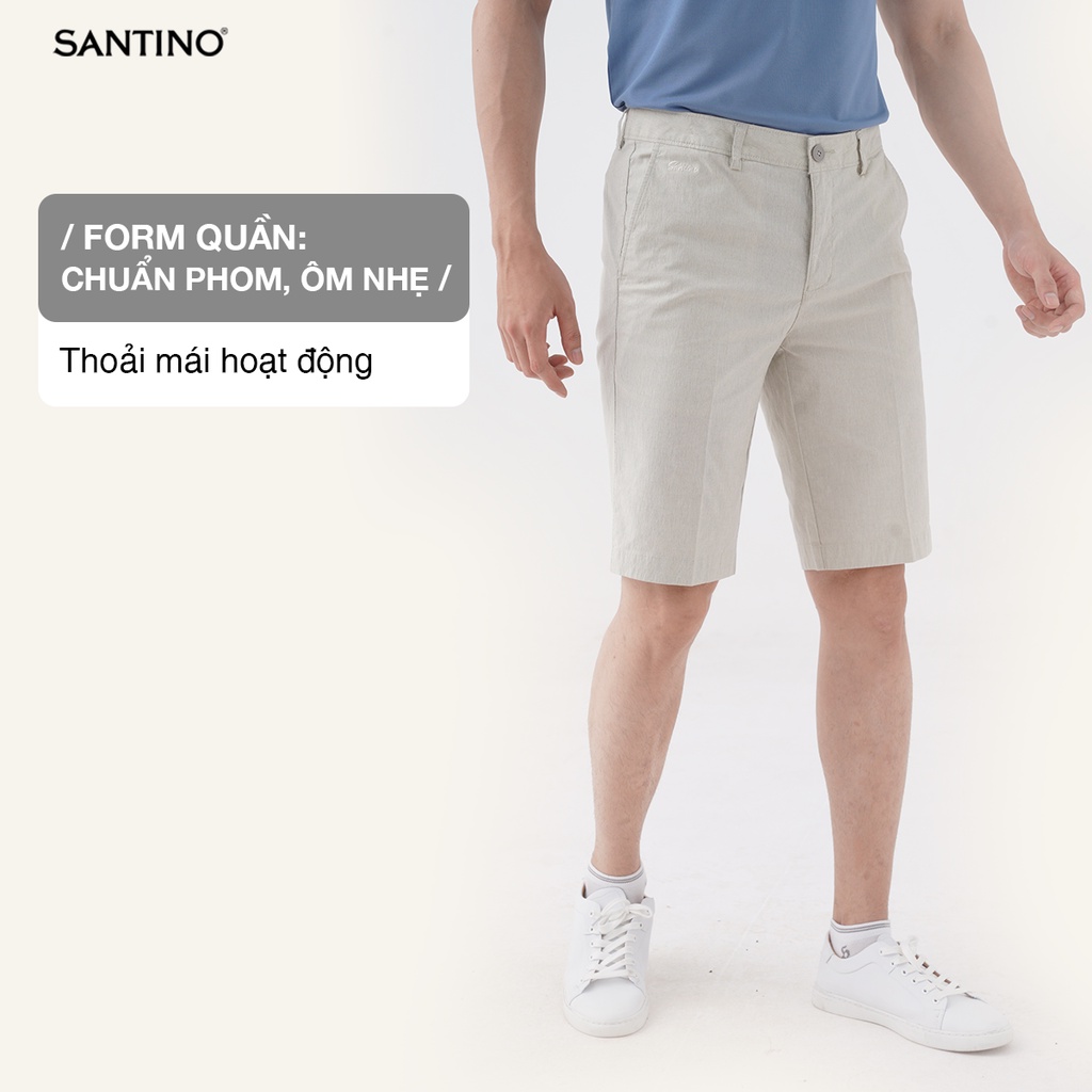 Quần Short Nam Basic Santino Chuẩn Phom Chất Kaki Cao Cấp Mềm Mại, Thoải Mái, Thiết Kế Cạp Cúc Trẻ Trung R313