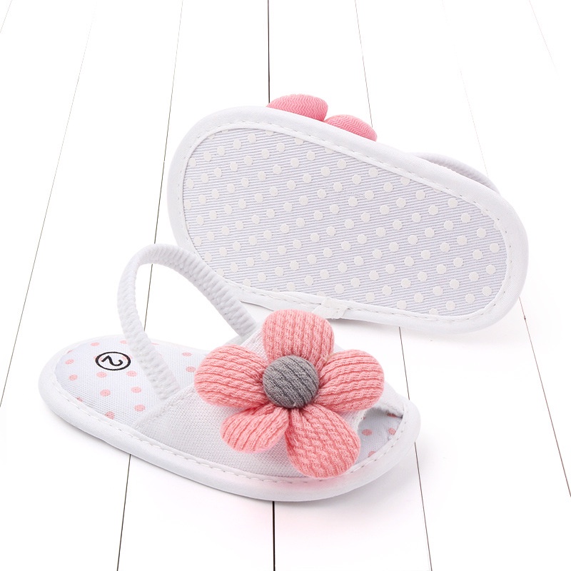 Sun baby Giày Tập Đi Đính Hoa Hướng Dương Dễ Thương Thời Trang Mùa Hè Cho Bé 0-1 Tháng Tuổi