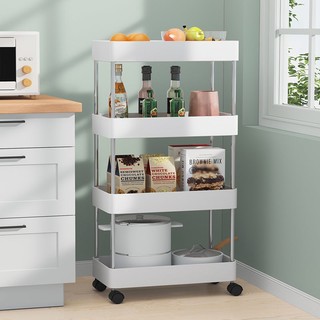 Kệ đẩy 4 tầng có bánh xe bằng nhựa