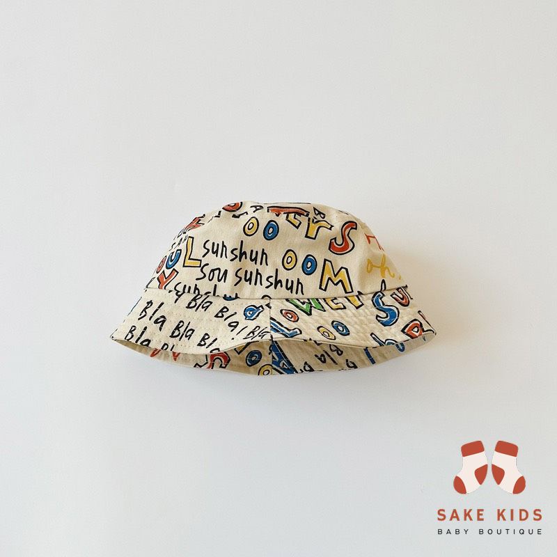 Mũ vành tròn trẻ em, Mũ nón bucket hình Chữ nhiều màu đáng yêu chất vải mềm cho bé từ 2-5 tuổi