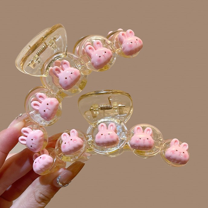 Kẹp Tóc Cuộn Hình Gấu + Thỏ Dễ Thương Phong Cách Hàn Quốc Cho Nữ