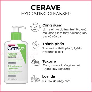 Sữa rửa mặt CRV Hydrating Cleanser nội địa Pháp cho da khô, da nhạy cảm
