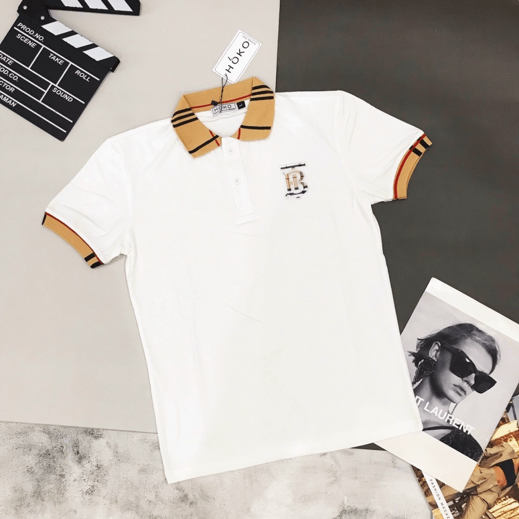 Áo Thun Nam Có Cổ Tay Ngắn Vải Cotton 2 Màu Trắng Đen Đơn Giản Lịch Lãm NEW UNISEX