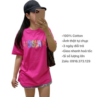 Áo thun Cotton nam nữ form rộng kiểu dáng Hàn Quốc in chữ M0schjn0
