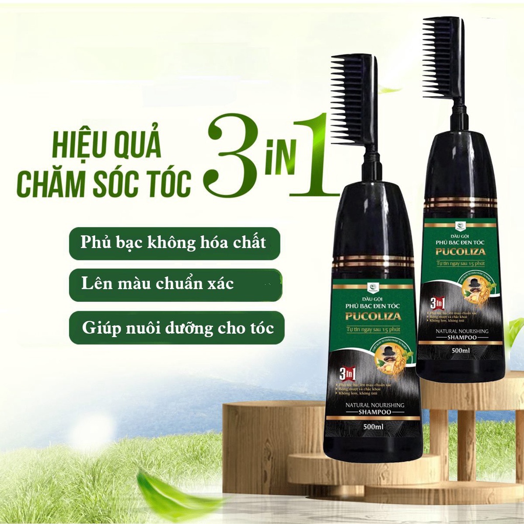 Dầu gội phủ bạc Pucoliza/Hamiko - 3 màu: Nâu hạt dẻ, Nâu đen, Đen