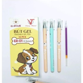 Bút bi gel xoá được g star gstar er-01 er01 xanh, tím: hộp 12 cây.