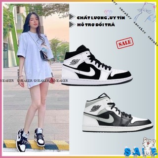 Giày thể thao jor.dan cao cấp , giày sneaker jor. dan mid đen trắng-đen xám dành cho nam nữ full bill+box +pk