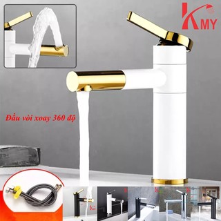 Vòi lavabo sơn tĩnh điện cao 20 cm, đầu vòi xoay 360 độ KMY (ĐỦ MÀU)