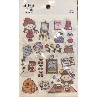Sticker hình con gấu, cô gái
