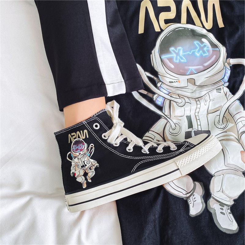Giày Canvas Cổ Cao Phong Cách Hip Hop Hàn Quốc Thời Trang Mùa Hè 2021 Mới Cho Nam