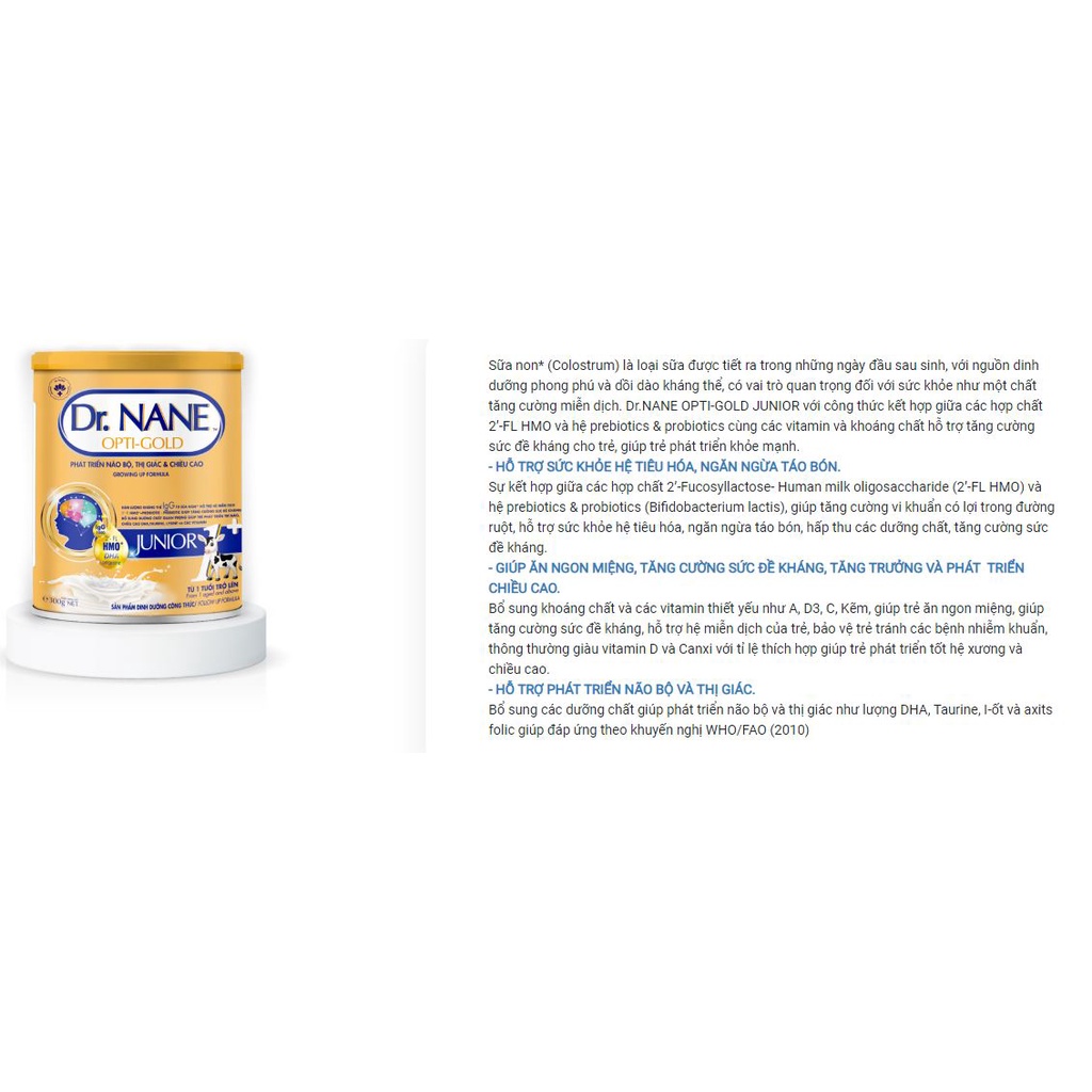 Sữa Bột Dr.Nane Junior lon 800g Date mới