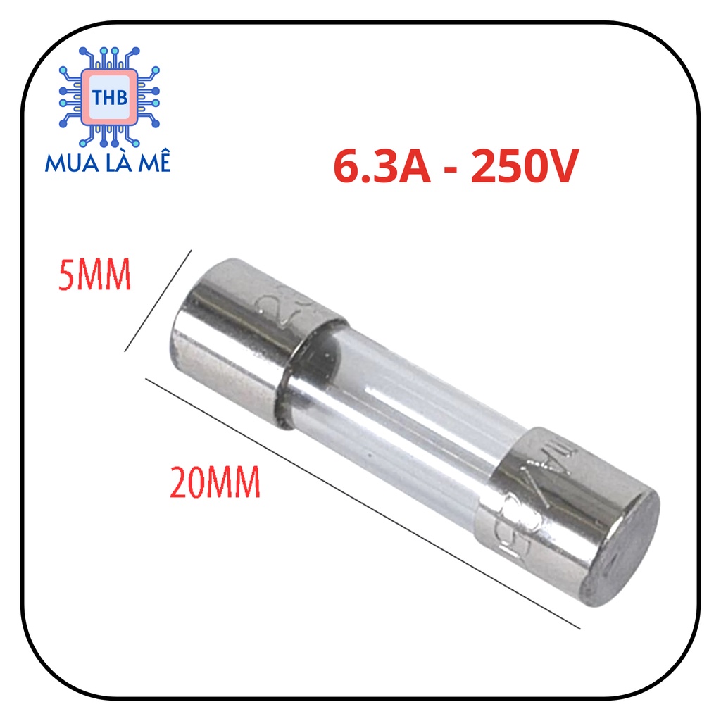 Cầu Chì Thủy Tinh 6.3A 250V 5X20Mm(10C)