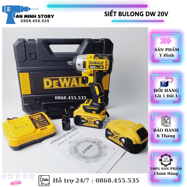 Máy Siết BuLong Dw CAO CẤP - 20V Không Chổi Than - Máy Có 3 Đèn Led