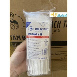 Tăm bông - Que gòn xét nghiệm Bạch tuyết (Gói 100 cây)
