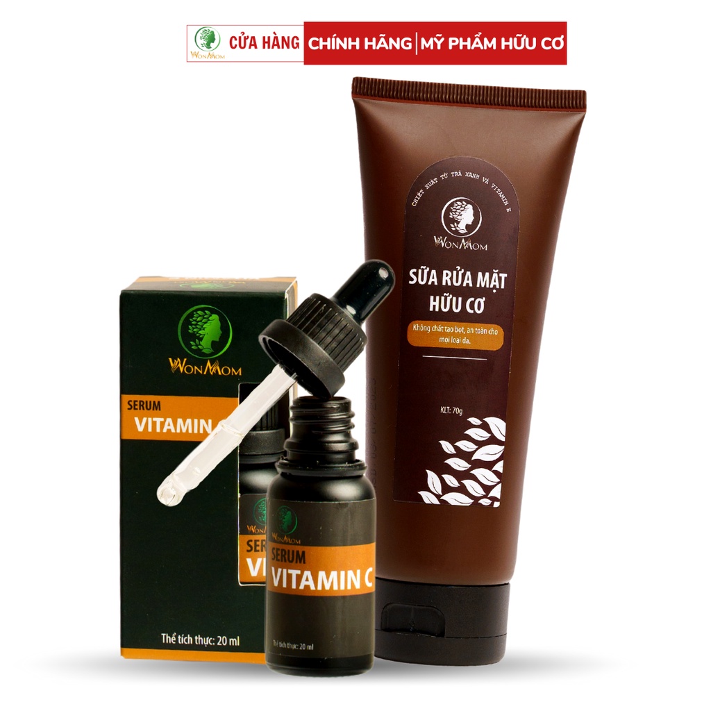 Combo sữa rửa mặt và dưỡng trắng, xóa sạm sạm da mặt cùng Wonmom ( 1 sữa rửa ráy + 1 serum vitamin C )