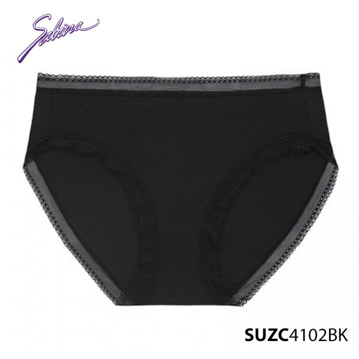 Quần Lót Lưng Vừa Vải Cotton Cao Cấp Màu Trơn Viền Ren Panty Zone By Sabina SUZC4102