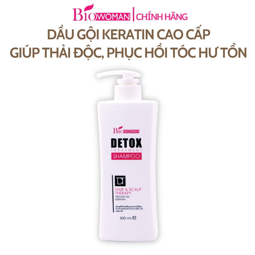 Dầu gội thải độc Biowoman Detox Shampoo cao cấp phục hồi tóc hư tổn giảm gãy rụng 500ml chính hãng Thái Lan