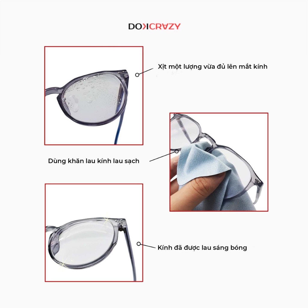 Nước xịt rửa mắt kính chuyên dụng DOKCRAZY phụ kiện lau kính an toàn, đa năng 60ml