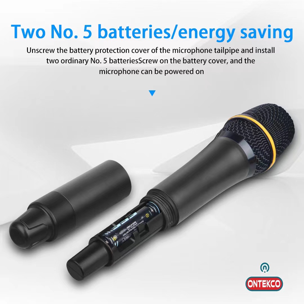 Micro không dây đầu thu ONTEKCO MF338 cao cấp dùng cho mọi loại loa kéo, amply sóng UHF thu phát xa