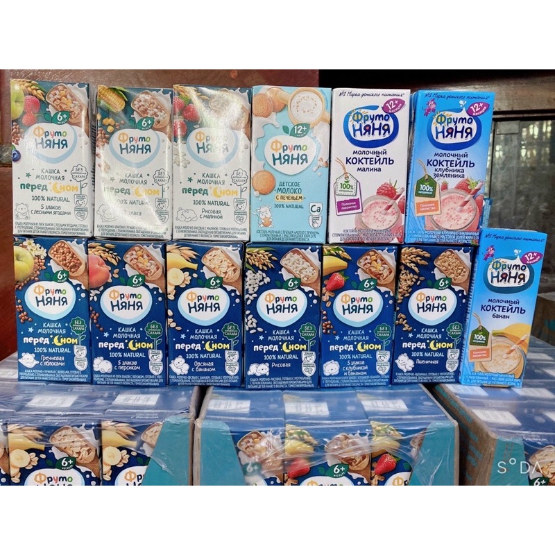 Sữa tăng cân ngày Fruto Nyanya Nga pha sẵn cho bé ( thùng 12 hộp hàng air)