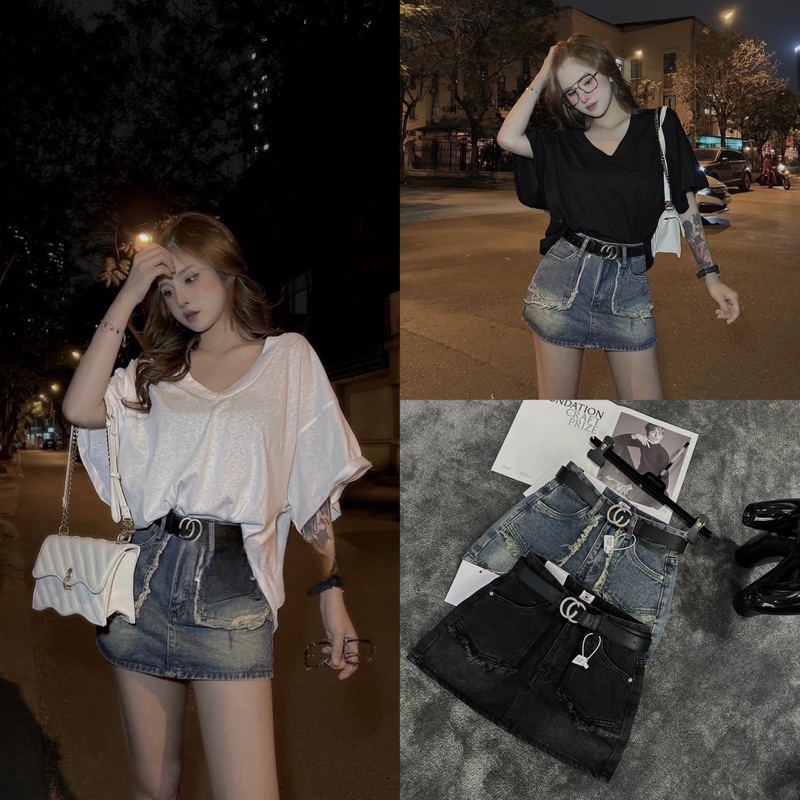 Áo Phông Giấy Mix Chân Váy