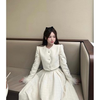 Sét dạ kim tuyến tay lông tiểu thư dress