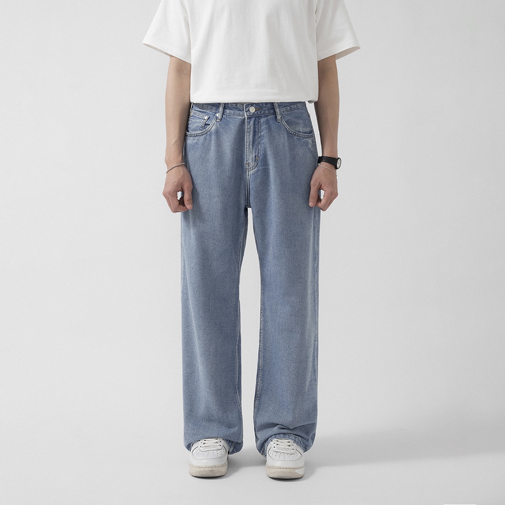 OWL BRAND® BASIC WIDE JEANS - Quần jeans nam dài ống rộng / Xanh