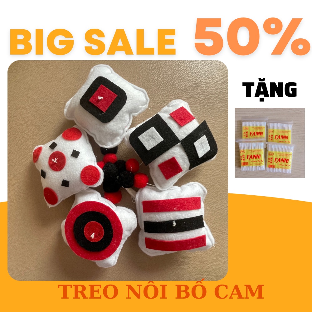 Treo nôi hình khối ĐỎ ĐEN TRẮNG kích thích phát triển giác quan trẻ sơ sinh
