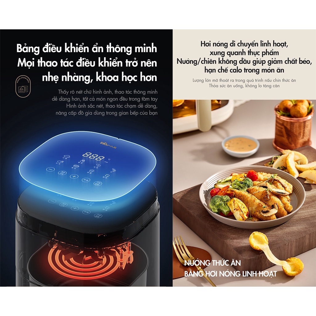 Nồi Chiên Không Dầu 5L Bear QZG-F15E3 | Bản Quốc Tế | Hàng Chính Hãng | Bảo Hành 18 Tháng | Mimax Store