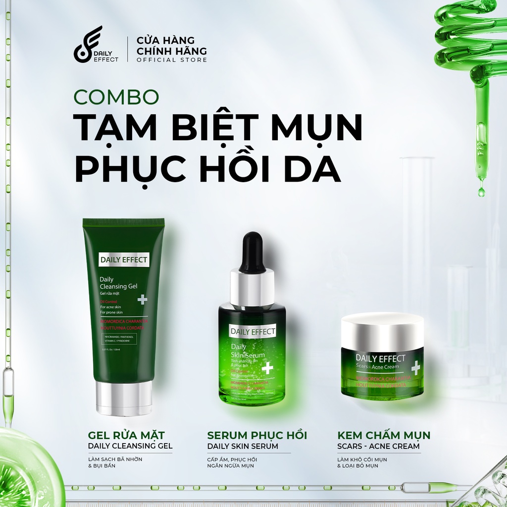 Combo 3sp Tạm Biệt Mụn và Dưỡng Phục Hồi Da Căng Mịn Khỏe Mạnh DAILY EFFECT