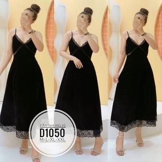 [Hình thật] Đầm maxi nhung bigsize hai dây từ 55kg-90kg