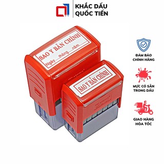Con Dấu Sao Y Bản Chính Có Kèm Ngày Tháng Năm, Mực Đỏ Kích Thước 1.4cm X 3.8cm Và 2cm X 4.7cm T214 Và T314
