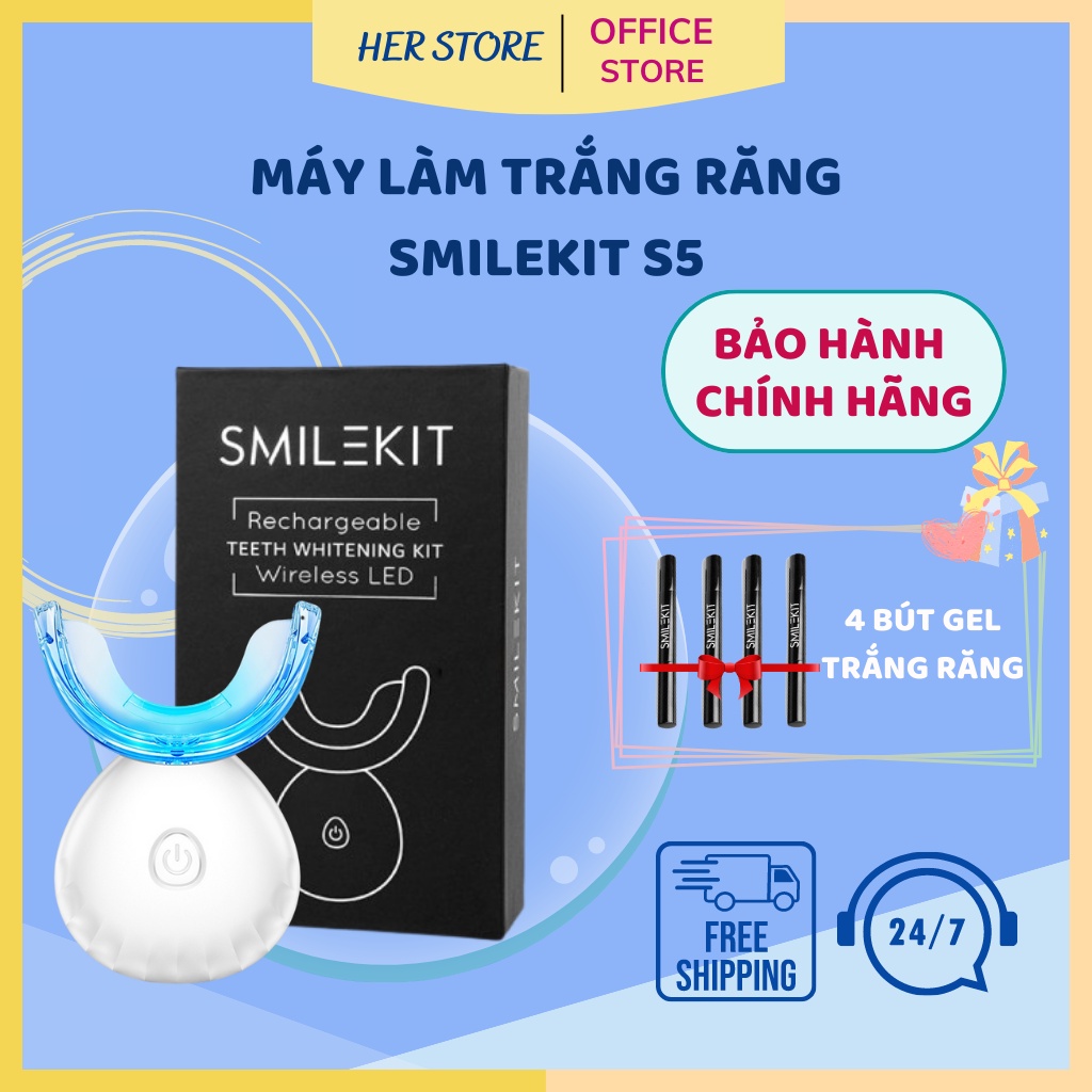 Máy làm trắng răng SMILEKIT S5, Máy làm trắng răng không chứa Hydrogen Peroxide giúp làm trắng răng an toàn