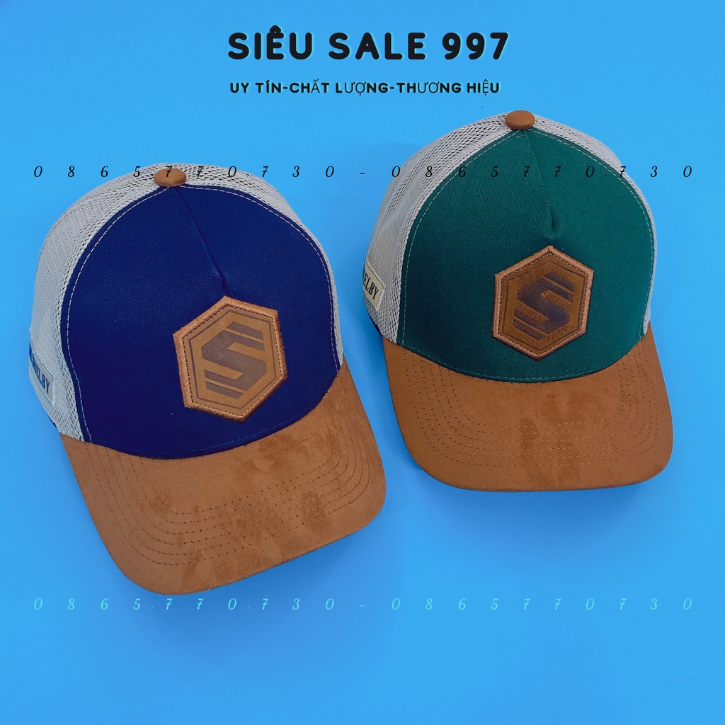 (SIÊU PHẨM) MŨ LƯỠI TRAI THÊU LOGO S CHẤT DA LỘN PHỐI LƯỚI CAO CẤP MẪU MỚI FULL TEM MÁC