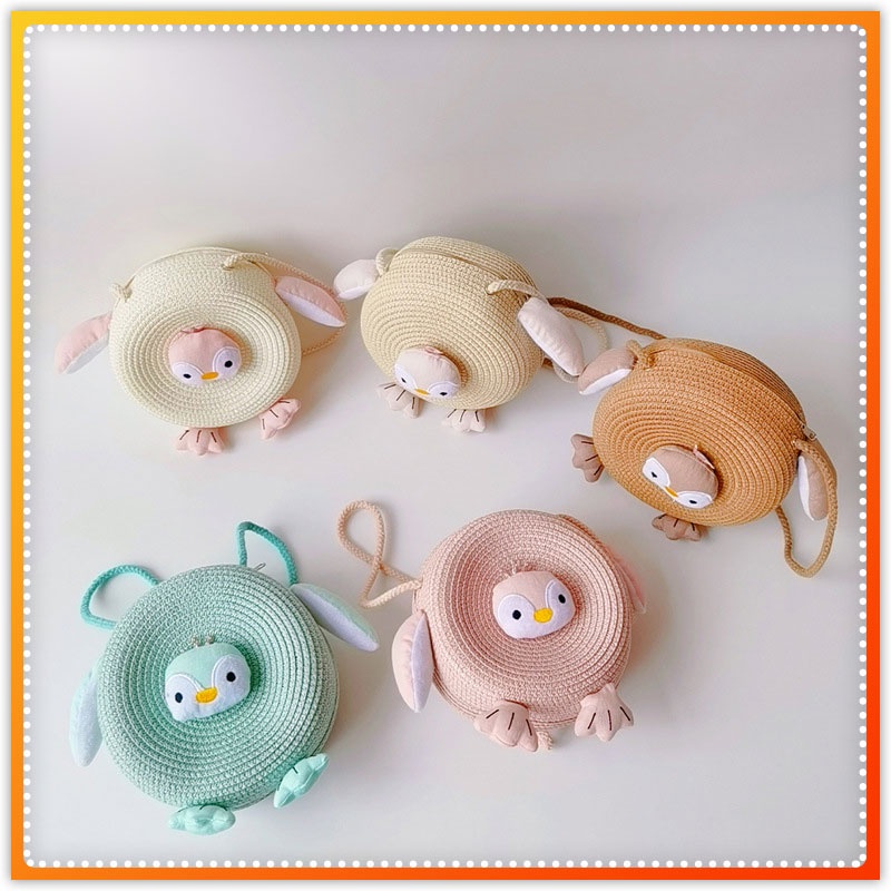 Bololo Túi Cói Đeo Chéo Phối Khóa Kéo Họa Tiết Hoạt Hình Thời Trang Mùa Hè Cho Trẻ Em