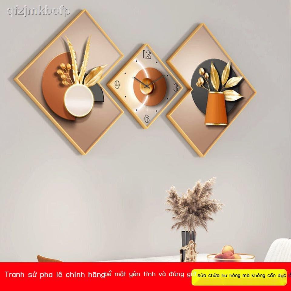 ♘ (HÀNG HOT)Tranh treo bàn Bắc Âu có đèn đồng hồ trang trí nhà hàng sang trọng đồng hồ tranh phòng ăn hiện đại kết hợp s