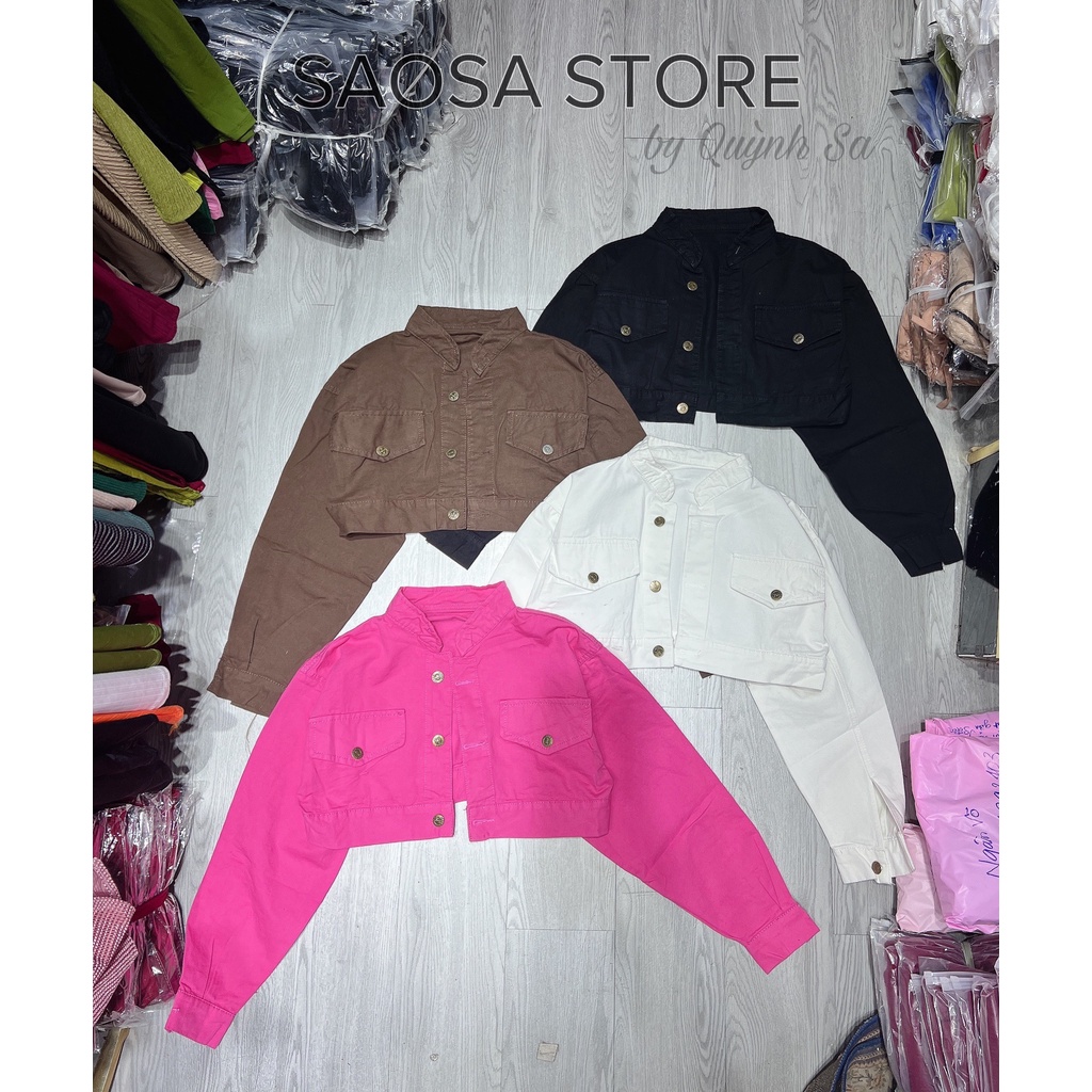 Áo khoác croptop cổ trụ siêu ngắn độc lạ thô kaki - Sao Sa Store