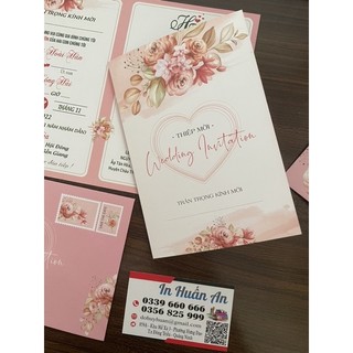 Thiệp cưới gập 2, phong bì đỏ