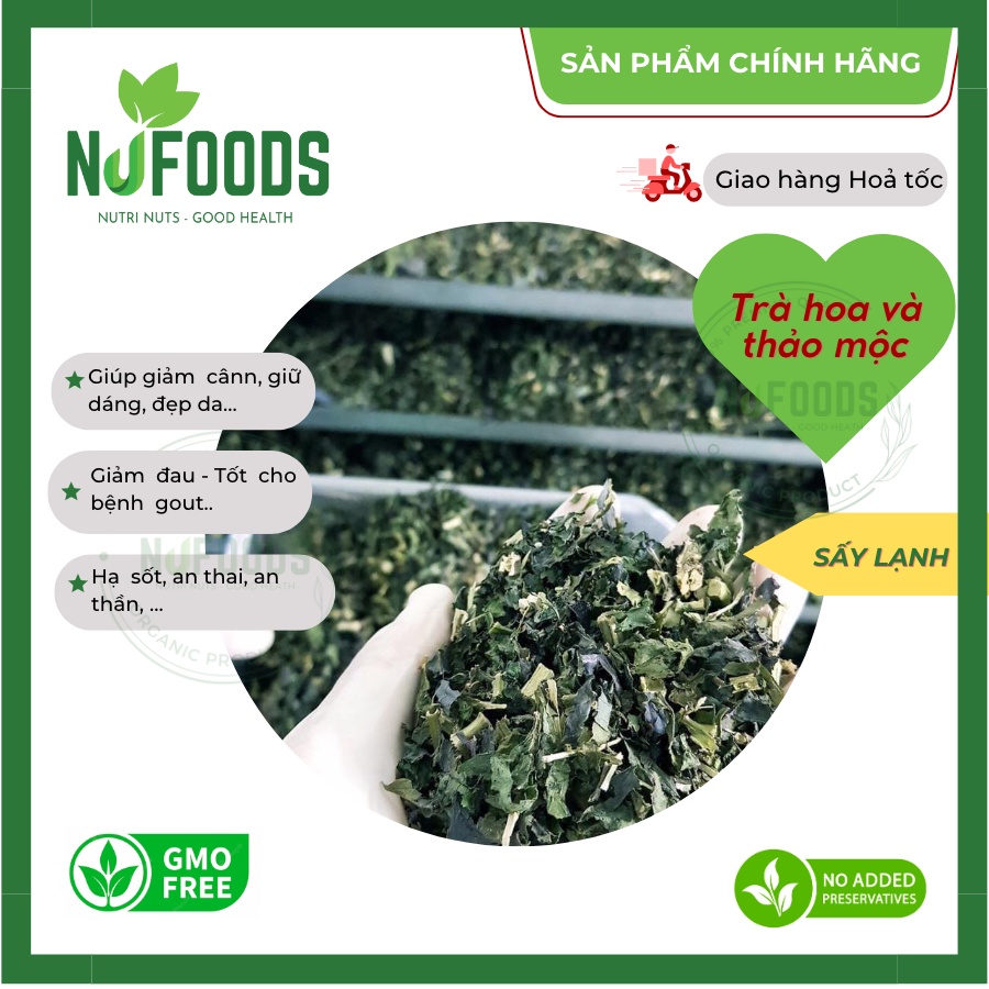NUFOODS - Lá tía tô cắt nhỏ SẤY LẠNH LOẠI 1, an thai, an thần, giảm cân, giữ dáng đẹp da