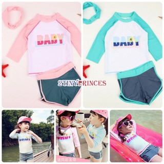 Bộ đồ bơi tay lửng kèm băng đô cho bé gái DBBG16