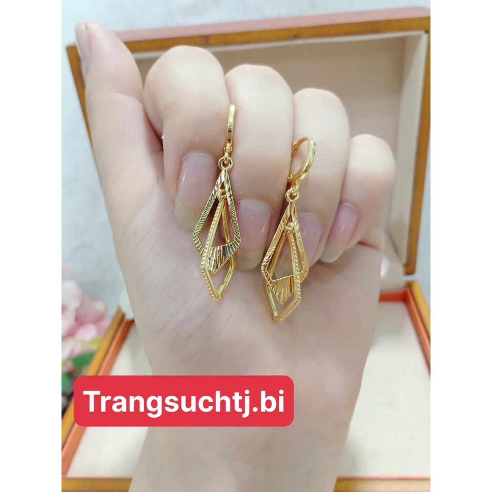 Bông tai  nữ mạ vàng dáng dài nhẹ nhàng sáng bóng htj