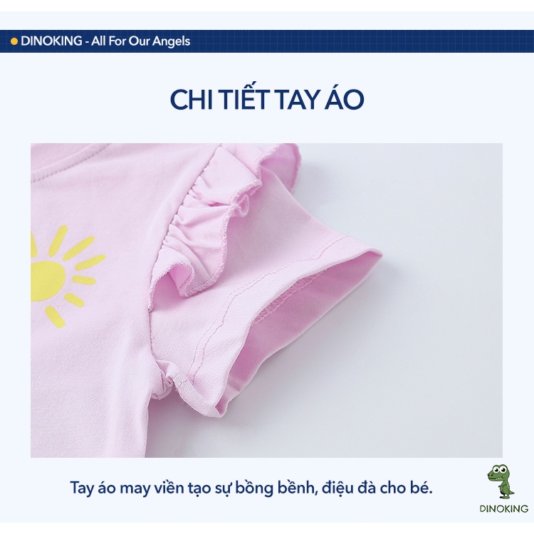 Áo thun cho bé gái DINOKING Áo phông trẻ em ngắn tay mùa hè chất cotton mềm mịn thêu nổi 3D cho bé 2 - 8 tuổi  AT11