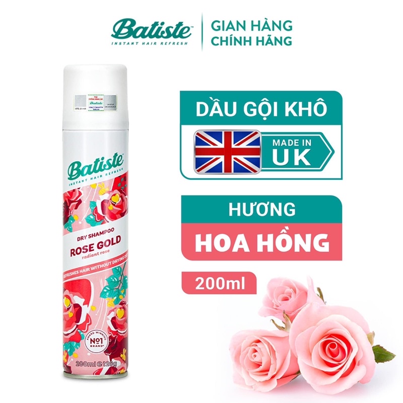Dầu Gội Khô Batiste Dry Shampoo 200ml