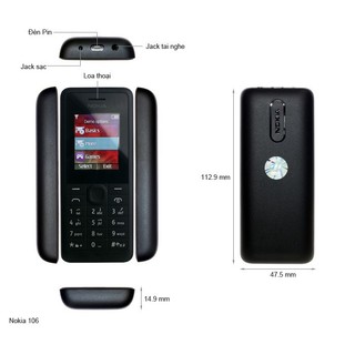 Vỏ + phím nokia 106, 107 màu đen
