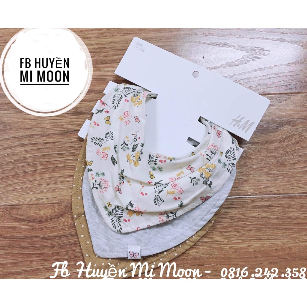 Set khăn yếm cổ cotton cho bé trai bé gái HM Auth chính hãng