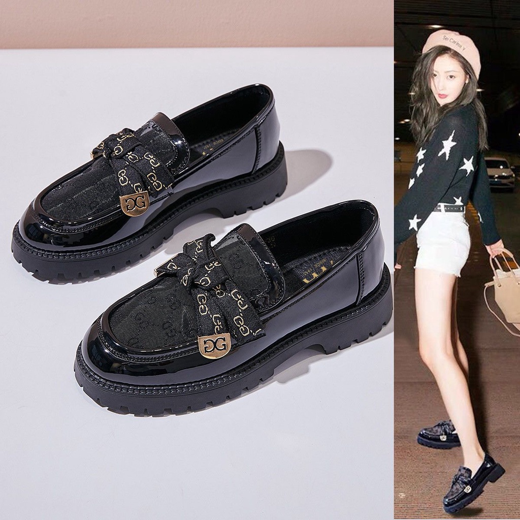 2023 Giày Da Nhỏ Đế Dày Thoáng Khí Thoải Mái Dễ Phối Đồ Cho Nữ Sinh Viên Giày Lười
