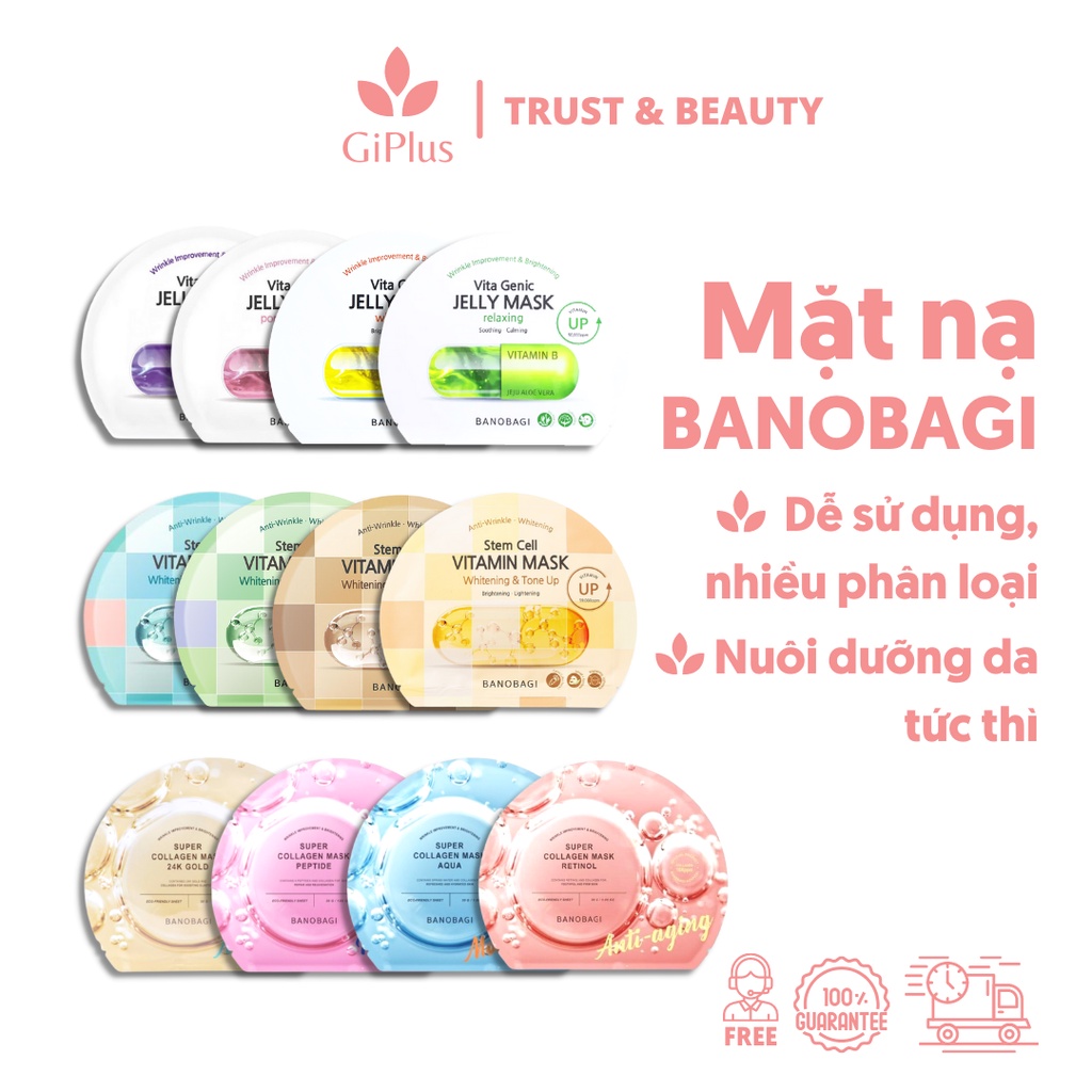 Mặt Nạ Giấy Dưỡng Da Banobagi Bổ Sung Vitamin Vita Genic Jelly Collagen Stem Cell Mask Hàn Quốc (30g/Gói)