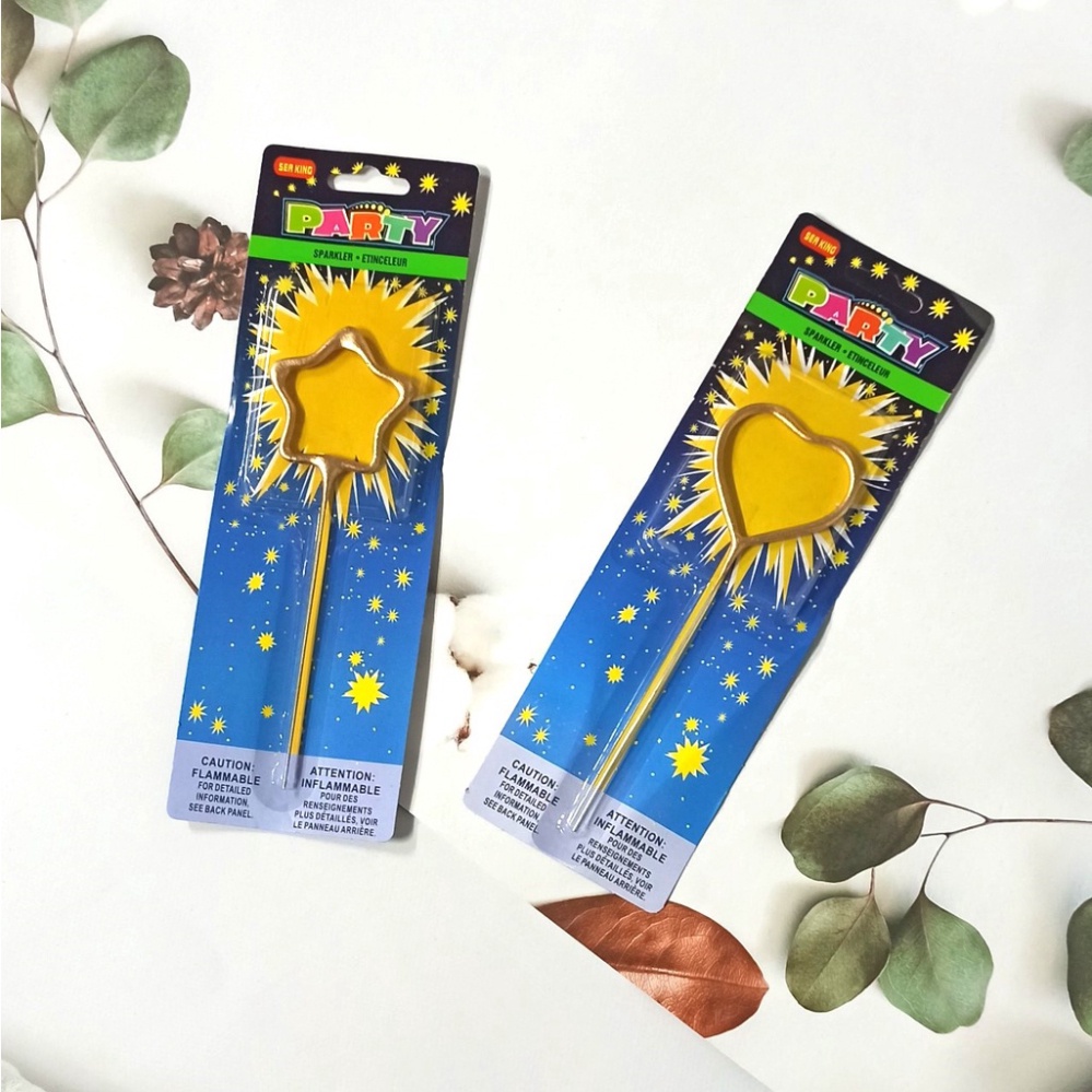 Phụ kiện bánh sinh nhật  nến tia tim sao