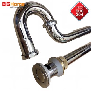 Bộ xả lavabo inox 304, ống xả chậu rửa mặt, xi phông