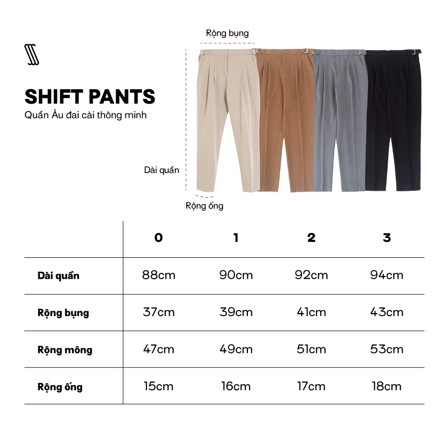 [Mã FATP17 giảm 50K đơn 200K] Quần âu nam SSSTUTTER có đai quần thông minh điều chỉnh co giãn dáng xuông Shift pants